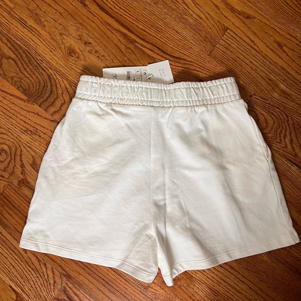 Zara Cream Women's Elastic Waist Sweats Shorts NWT - Picture 4 of 5
